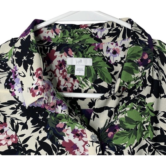 J Jill Floral Print Long Sleeve Button Up Blouse Womens Size Small Polyester - Picture 3 of 12